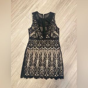 Black lace mini dress